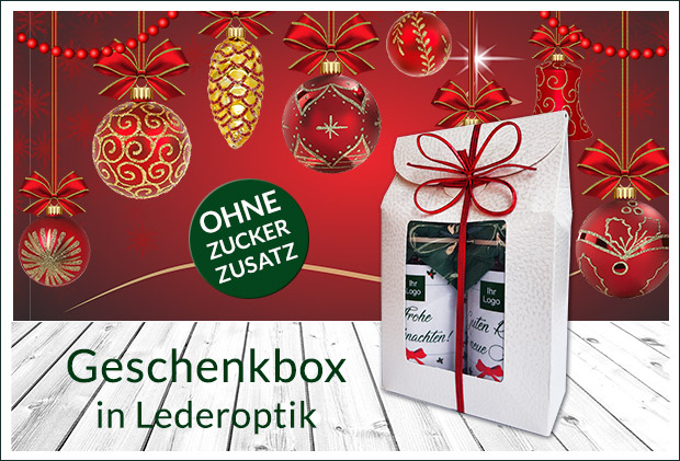 Geschenkmarmeladenbox in Lederoptik